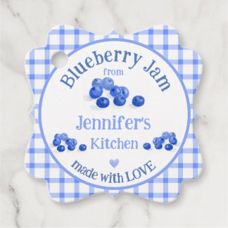 Etiquetas Para Lembrancinhas Da cozinha NAME com Amor Blueberry Blue Check