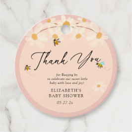 Etiquetas Para Lembrancinhas Daisy Bees Rosa Floral Chá de fraldas Obrigado