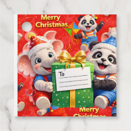 Etiquetas Para Lembrancinhas Danny and Dave elephant and panda Merry Christmas