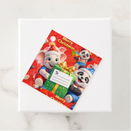 Etiquetas Para Lembrancinhas Danny e Dave elefante e panda Feliz Natal