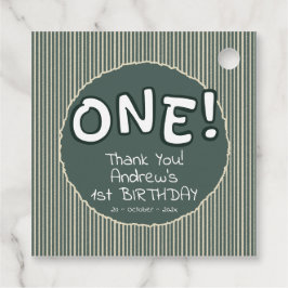 Etiquetas Para Lembrancinhas Dark Green Stripes 1st Birthday