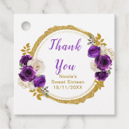 Etiquetas Para Lembrancinhas Dark Purple and Gold Elegant Flower Sweet Sixteen