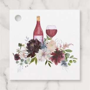 Etiquetas Para Lembrancinhas Degustação de vinho floral rosa e Borgonha