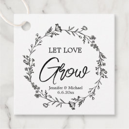 Etiquetas Para Lembrancinhas deixe o amor crescer, casamento floral preto e bra