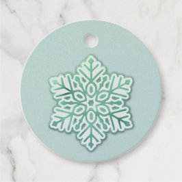 Etiquetas Para Lembrancinhas Deixe-O Neve! Floco de neve verde de inverno iride