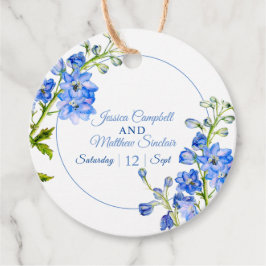 Etiquetas Para Lembrancinhas Delphinium floresce azul aquarela casamento