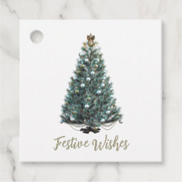Etiquetas Para Lembrancinhas Desejos Festivos. design de árvore de Natal