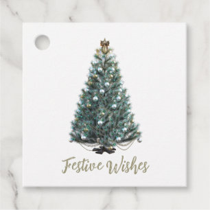 Etiquetas Para Lembrancinhas Desejos Festivos. design de árvore de Natal