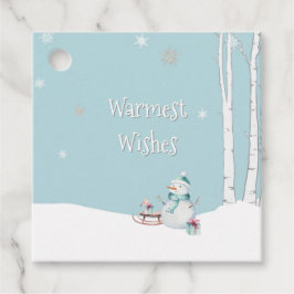 Etiquetas Para Lembrancinhas Desejos Mais Quentes de Snowman Sled Gifts