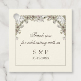 Etiquetas Para Lembrancinhas Desenho de flores casamento vintage de marfim