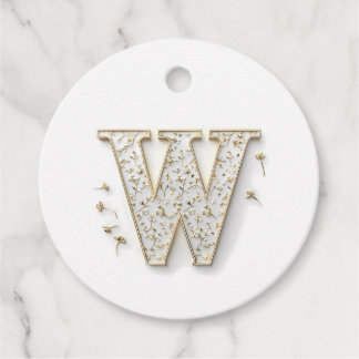 Etiquetas Para Lembrancinhas Desenho de Monograma Floral Elegante "W"