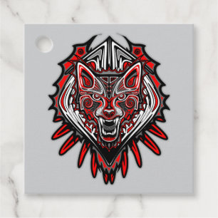 Etiquetas Para Lembrancinhas Desenho Totêmico Tribal Haida de Lobo