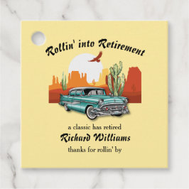 Etiquetas Para Lembrancinhas Deserto de Carros Azuis Clássicos Retrorísticos Ho