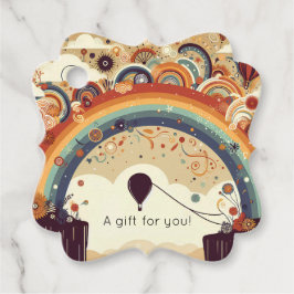 Etiquetas Para Lembrancinhas Design de arco-íris sem som com balão de ar quente