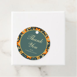 Etiquetas Para Lembrancinhas Design Floral Moderno Laranja e Turquesa