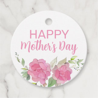 Etiquetas Para Lembrancinhas Dia de as mães Feliz Floral de Rosas Rosa