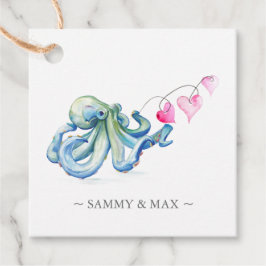 Etiquetas Para Lembrancinhas Dia de os namorados de Aquarela de Octopus Azul