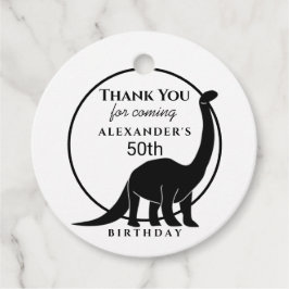 Etiquetas Para Lembrancinhas Dinosaur Preto e Branco Obrigado pelo 50º Aniversá