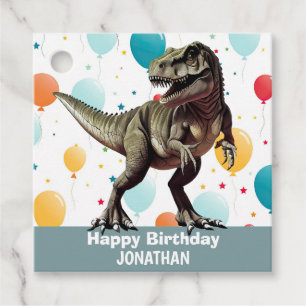Etiquetas Para Lembrancinhas Dinossaur Feliz Cinza de Aniversário