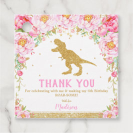 Etiquetas Para Lembrancinhas Dinossauro Floral Aniversário Obrigado Garota T-Re