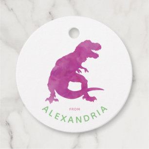 Etiquetas Para Lembrancinhas Dinossauro roxo de T-Rex da aguarela do