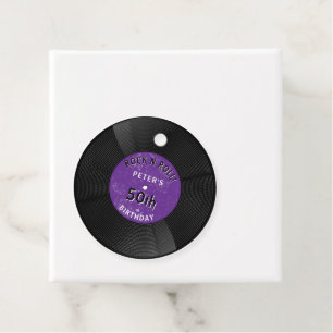 Etiquetas Para Lembrancinhas Disco de Vinil Retro Rock N Roll Roxo Aniversário