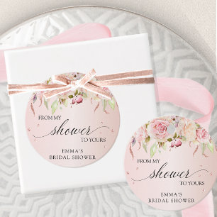 Etiquetas Para Lembrancinhas Do meu Chuveiro para o Seu, Rosa e Dourado Rosé