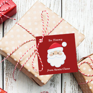 Etiquetas Para Lembrancinhas Do Natal de Santa Claus, Fofo de Crianças Vermelha