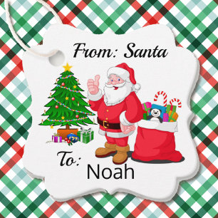 Etiquetas Para Lembrancinhas Do Nome da Criança do Papai Noel, Rico de embrulh