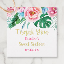 Etiquetas Para Lembrancinhas Doce Dezesseis Tropicais Rosa Dourado Obrigado