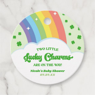 Etiquetas Para Lembrancinhas Dois Charmes Sortudos Chá de fraldas Rainbow Twins