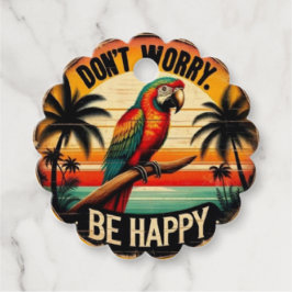 Etiquetas Para Lembrancinhas Don't Worry, Be Happy Round Tropical Parrot Art