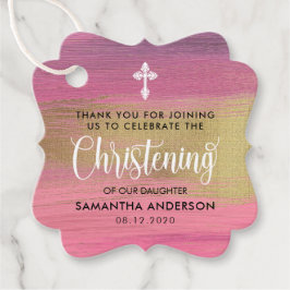 Etiquetas Para Lembrancinhas Dourada e rosa Abstrato, Natal Obrigado.