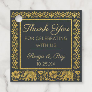 Etiquetas Para Lembrancinhas Dourada Elephant & Lotus Wedding Return Gift Favor