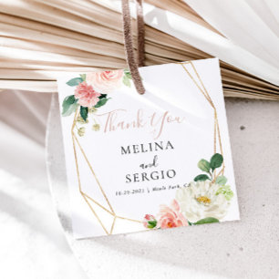Etiquetas Para Lembrancinhas Dourada Flores Geométricas De Queda, Casamento Obr
