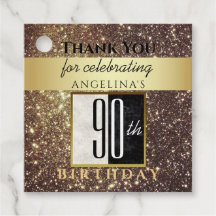 Dourado 90 de Aniversário Glitter Obrigado