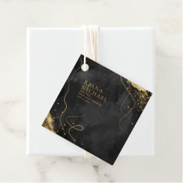 Etiquetas Para Lembrancinhas Dourado Abstrato de Casamento V1 Black ID867
