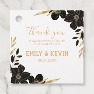 Etiquetas Para Lembrancinhas Dourado casamento Floral e Branco moderno Obrigado