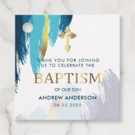 Etiquetas Para Lembrancinhas Dourado e Azul - Escrita de Pincel Moderna - Obrig