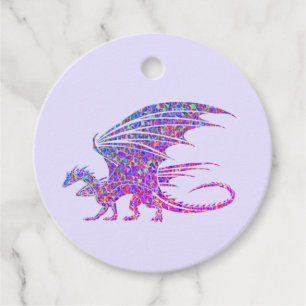 Etiquetas Para Lembrancinhas Dragão Mosaico Amarelante Saco de Tota Roxo