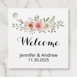 Etiquetas Para Lembrancinhas Duas Rosas de Creme Rosa de Amor Boas-Vindas