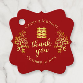 Etiquetas Para Lembrancinhas Dupla felicidade floral obrigado casamento chinês