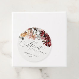 Etiquetas Para Lembrancinhas Dusky Red Poinsettia Floral Feliz Natal