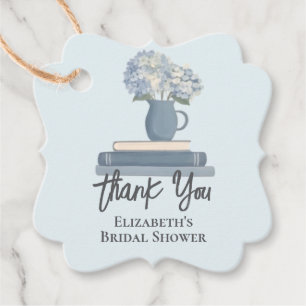 Etiquetas Para Lembrancinhas Dusty Blue Books Hydrangea Hand Lettered Obrigado