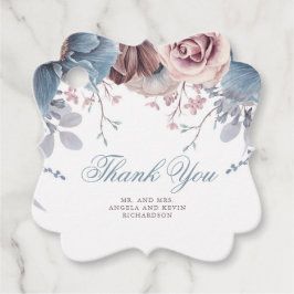 Etiquetas Para Lembrancinhas Dusty Blue e Mauve Floral Obrigado