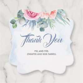 Etiquetas Para Lembrancinhas Dusty Blue e Pink Floral Modern Weds