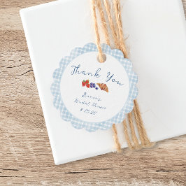 Etiquetas Para Lembrancinhas Dusty Blue Gingham BrunChá de panela Obrigado