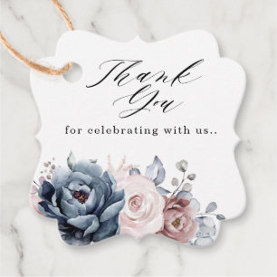 Etiquetas Para Lembrancinhas Dusty Blue Mauve Rosa rosa Slate Floral Casamento