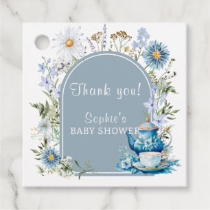 Etiquetas Para Lembrancinhas Dusty Blue Time Para Chá de fraldas De Tea Boho