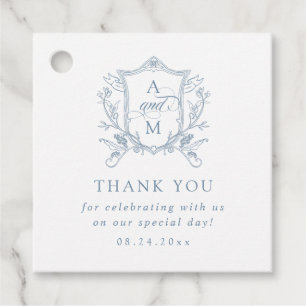 Etiquetas Para Lembrancinhas Dusty Blue Vintage Crest Casamento Obrigado
